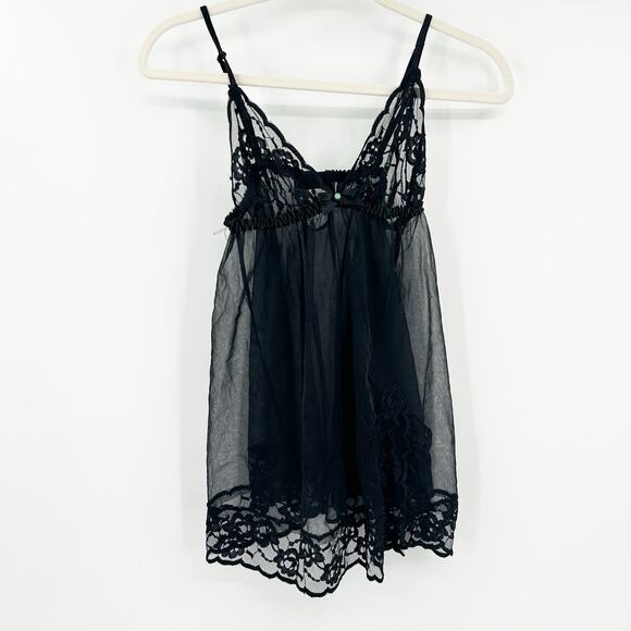 Fredericks of Hollywood Womens‎ Y2K Whimsigoth Sheer Mesh Lace Babydoll Tank M - Picture 1 of 8